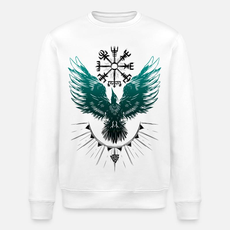 Wikinger Rabe Vegvisir Valknut - Stanley/Stella Unisex Bio-Sweatshirt ROLLER - Weiß
