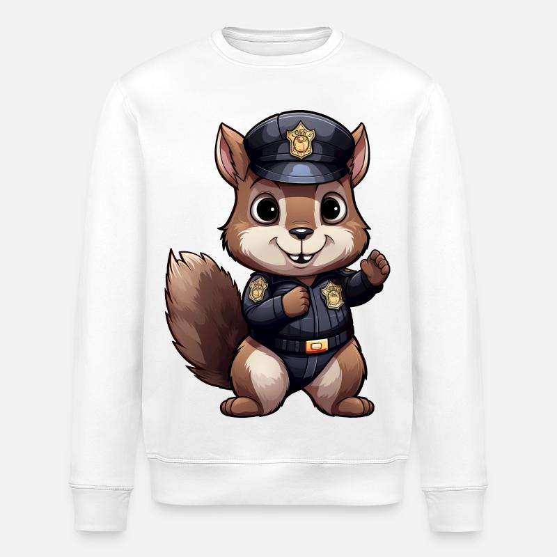 Eichhörnchen Polizist - Stanley/Stella Unisex Bio-Sweatshirt ROLLER - Weiß