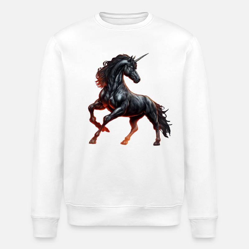 Das mächtige schwarze Einhorn - Stanley/Stella Unisex Bio-Sweatshirt ROLLER - Weiß