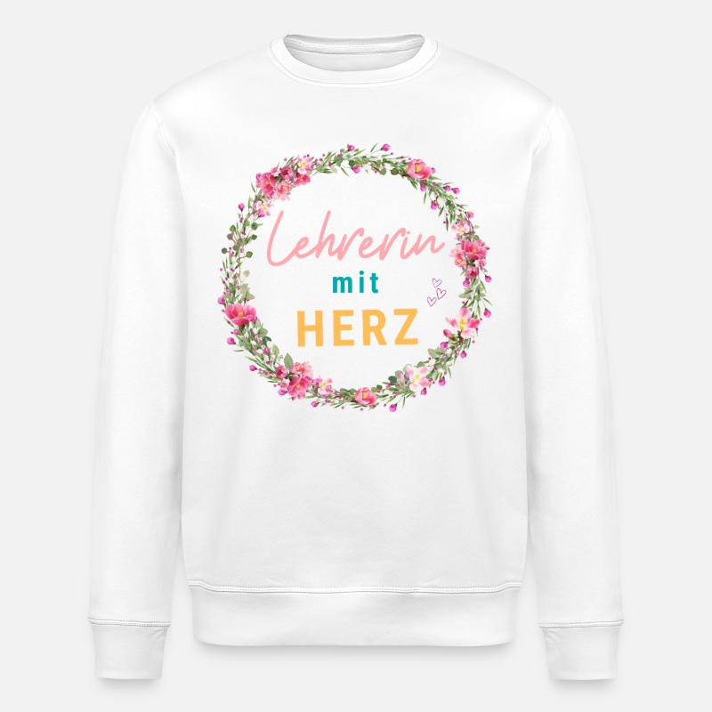 Lehrerin mit Herz! Personalisierbares Design - Stanley/Stella Unisex Bio-Sweatshirt ROLLER - Weiß