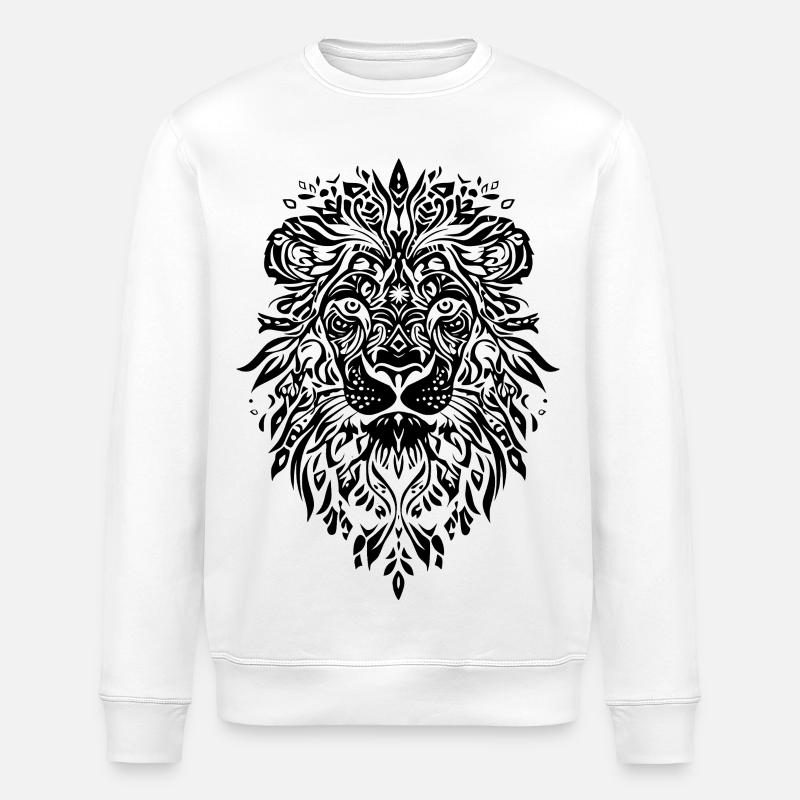 Visage de Mandala Lion - Sweat bio ROLLER Stanley/Stella Unisexe - blanc