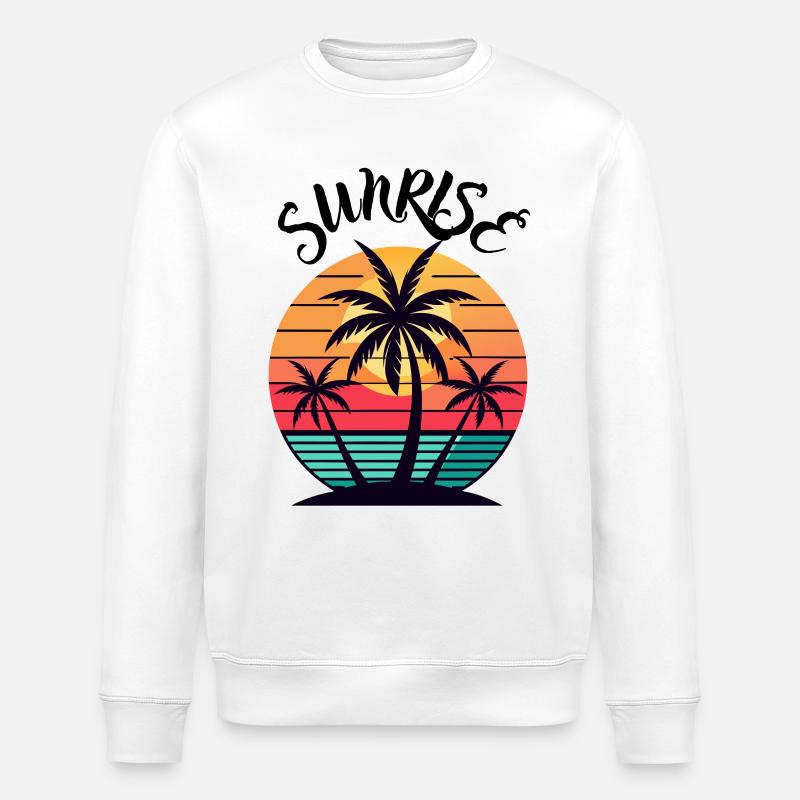 Sunset Palmen Retro Strand - Stanley/Stella Unisex Bio-Sweatshirt ROLLER - Weiß