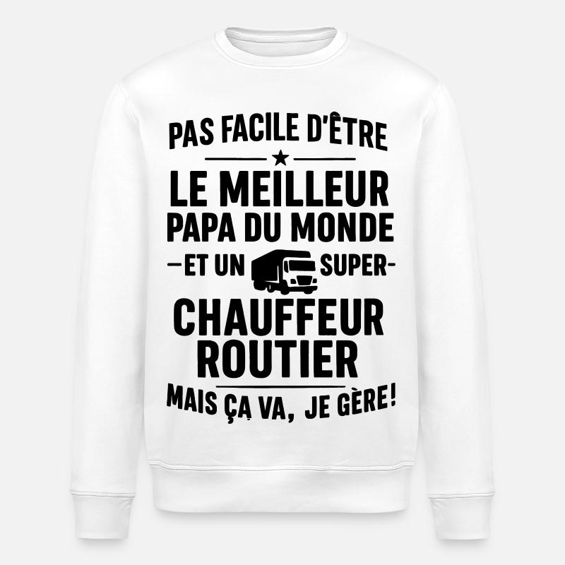 Routier – Super Papa Routier - Sweat bio ROLLER Stanley/Stella Unisexe - blanc