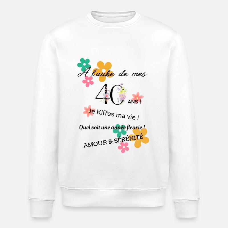 _40ans_fleurie - Stanley/Stella ROLLER Unisex Organic Sweatshirt - white