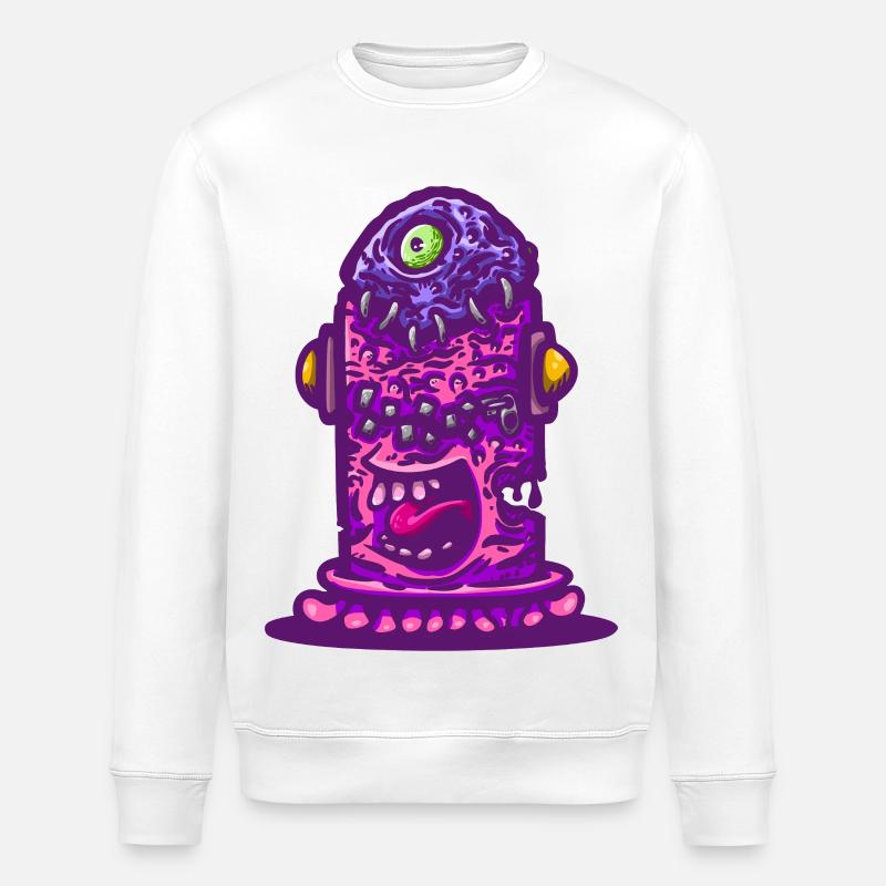 Violettes psychedelisches Monster - Stanley/Stella Unisex Bio-Sweatshirt ROLLER - Weiß