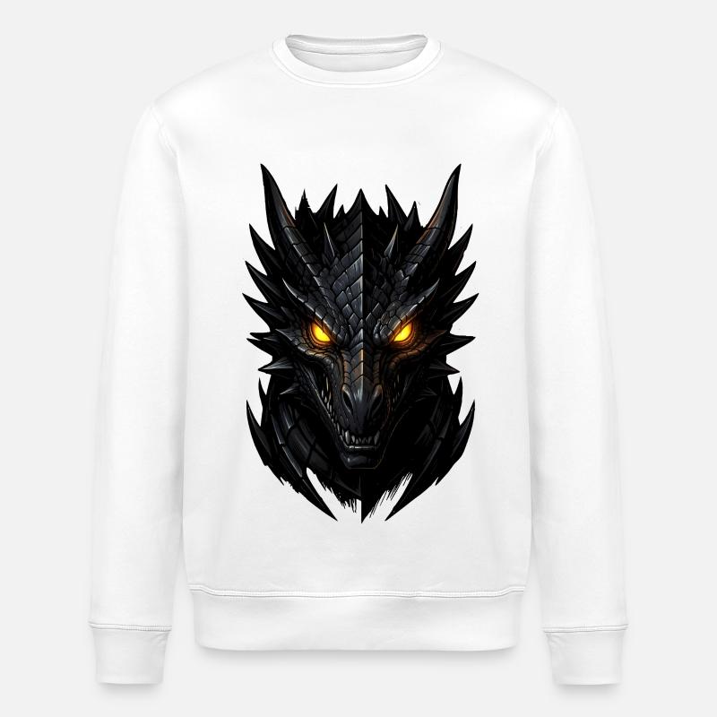 Dark Dragon Head - Stanley/Stella ROLLER Unisex Organic Sweatshirt - white
