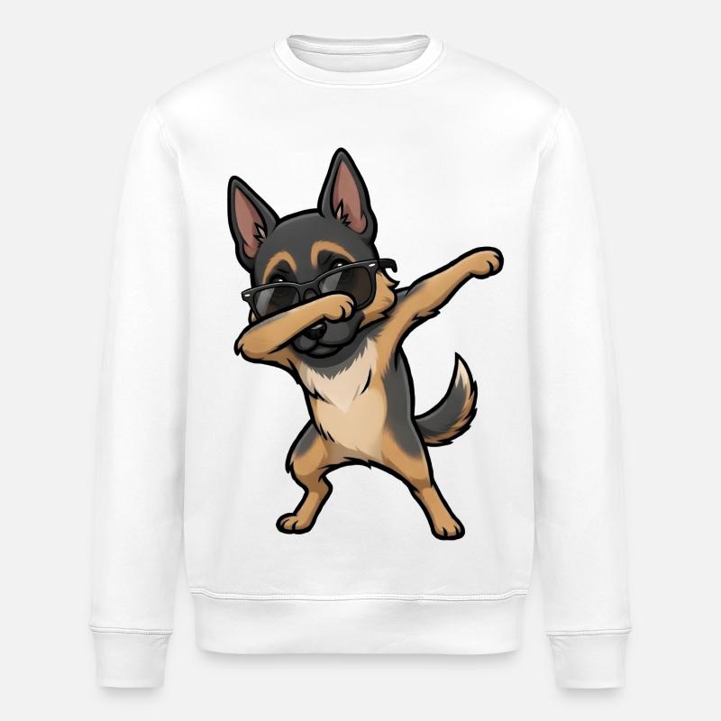 Dabbing German Shepherd - Stanley/Stella ROLLER Unisex Organic Sweatshirt - white