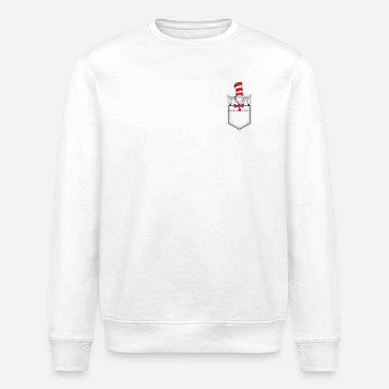 Le Chat Chapeauté Design Poche - Sweat bio ROLLER Stanley/Stella Unisexe - blanc