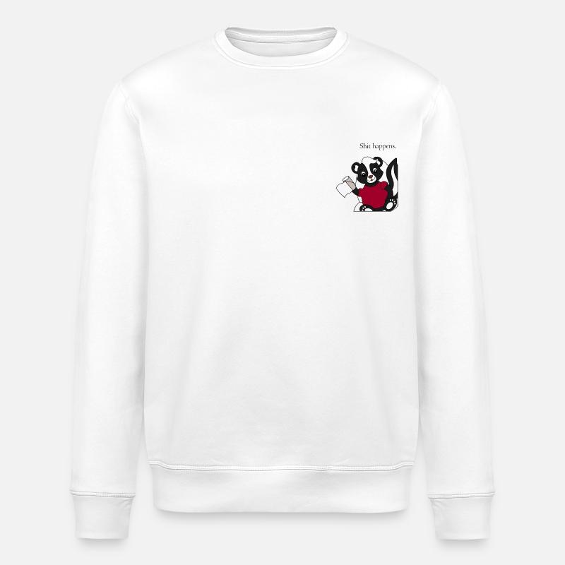 Stinktier Pixie Shit happens - Stanley/Stella Unisex Bio-Sweatshirt ROLLER - Weiß