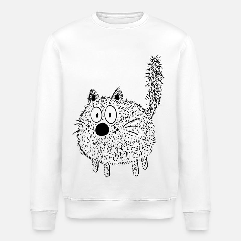Drôle Chat dessin animé - Cadeau - Sweat bio ROLLER Stanley/Stella Unisexe - blanc