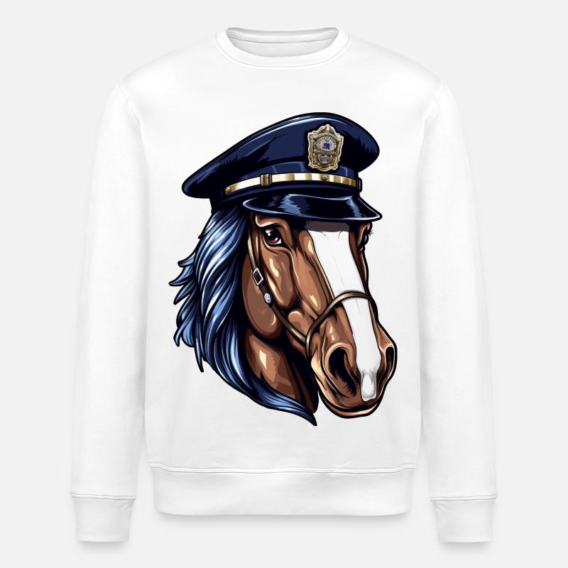 Pferde Polizist - Stanley/Stella Unisex Bio-Sweatshirt ROLLER - Weiß