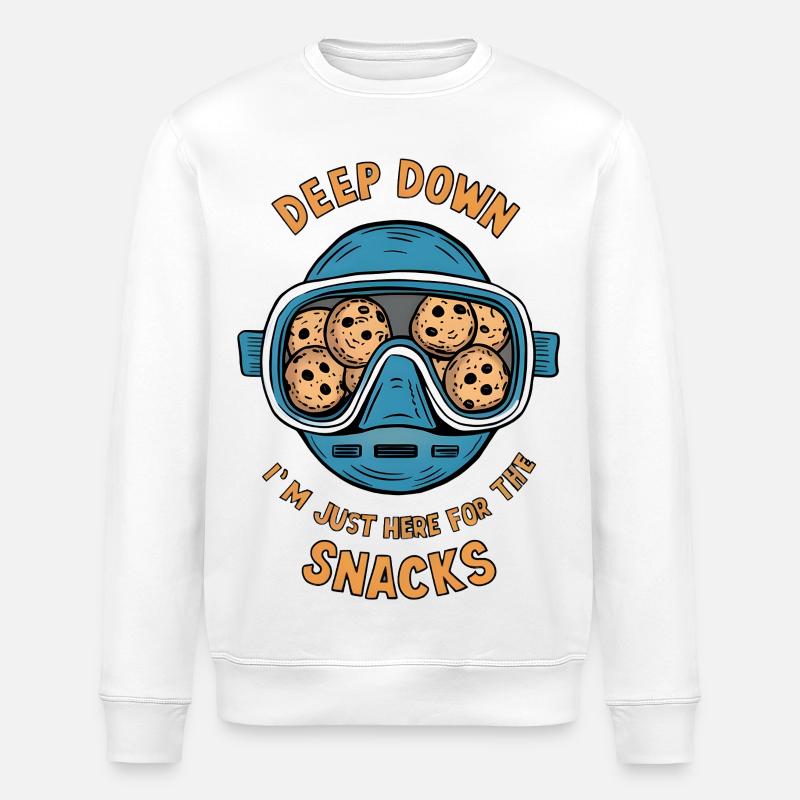I Dive Deep for Snacks - Stanley/Stella ROLLER Unisex Organic Sweatshirt - white