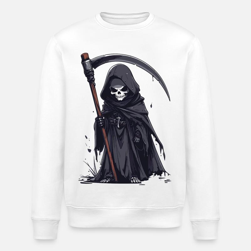 Grim Reaper in black robe - Stanley/Stella ROLLER Unisex Organic Sweatshirt - white