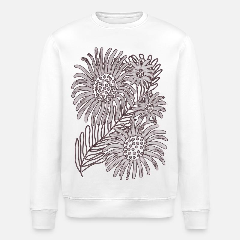 Schwarzweiße Gänseblümchenblüte - Stanley/Stella Unisex Bio-Sweatshirt ROLLER - Weiß