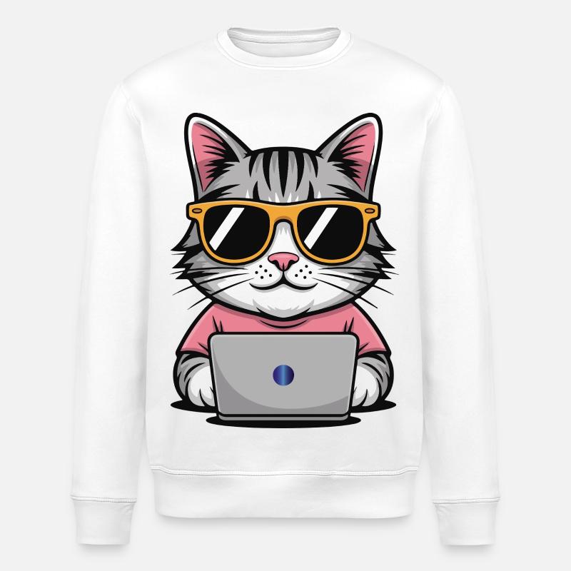 Cats_office - Stanley/Stella ROLLER Unisex Organic Sweatshirt - white