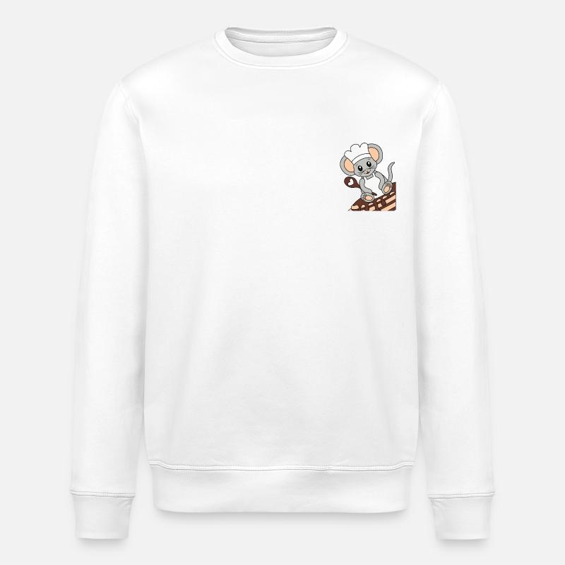 Mouse cook on pancakes - Stanley/Stella ROLLER Unisex Organic Sweatshirt - white