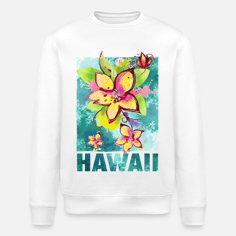 Hawaii Blume Orchidee Aloha - Stanley/Stella Unisex Bio-Sweatshirt ROLLER - Weiß