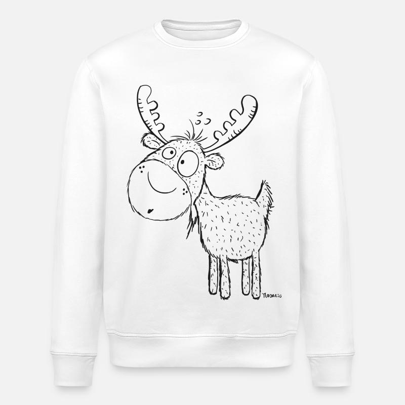 Lustiger Elch - Elche - Hirsch - Reh - Geschenk - Stanley/Stella Unisex Bio-Sweatshirt ROLLER - Weiß