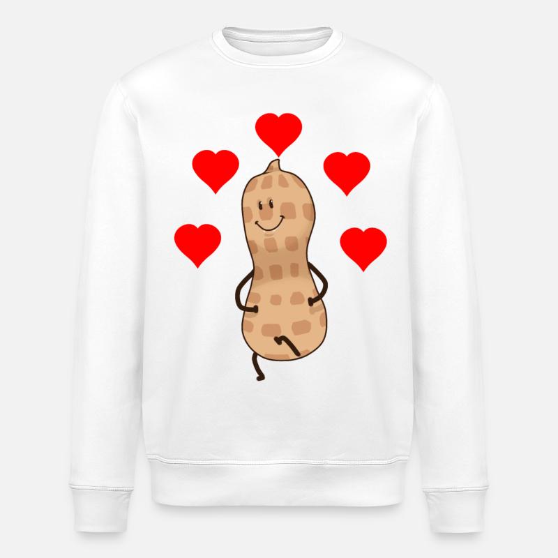 Herzlich Erdnuss Nuss Geschenkidee Valentin - Stanley/Stella Unisex Bio-Sweatshirt ROLLER - Weiß