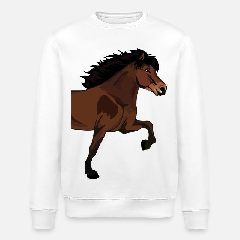 Grand cheval islandais Side-Tölter – Brun - Sweat bio ROLLER Stanley/Stella Unisexe - blanc