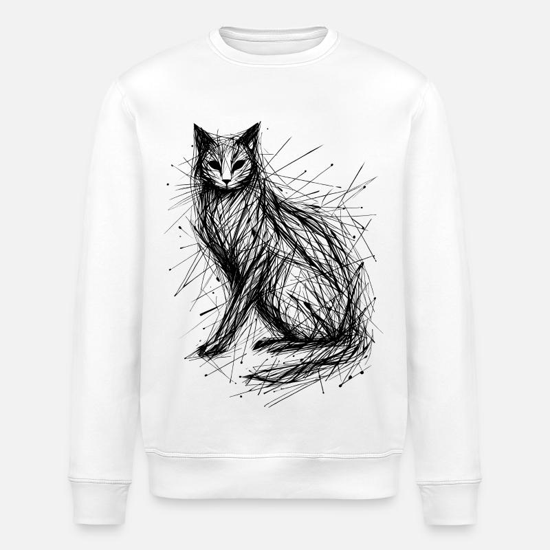 Katze Skizze Abstrakt - Stanley/Stella Unisex Bio-Sweatshirt ROLLER - Weiß