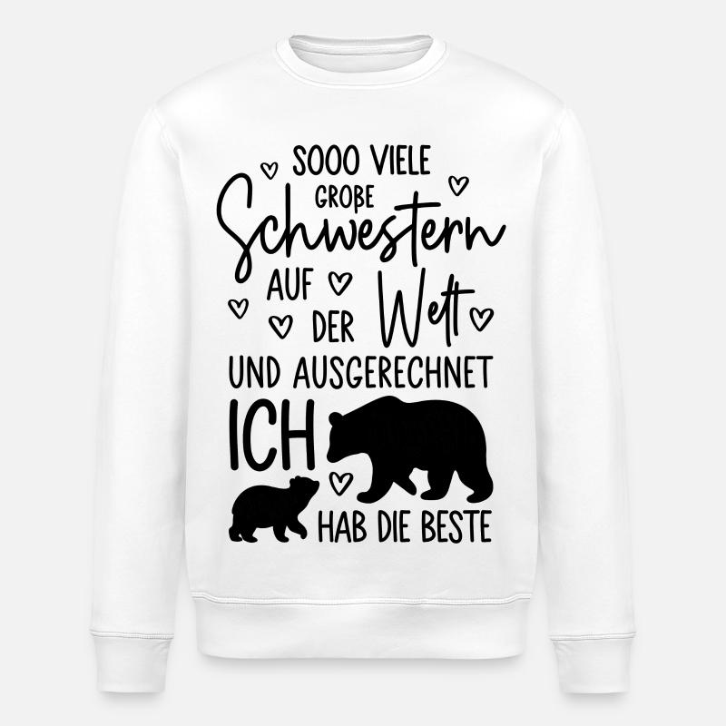 Mädchen Schwestern Bären Beste große Schwester - Stanley/Stella Unisex Bio-Sweatshirt ROLLER - Weiß