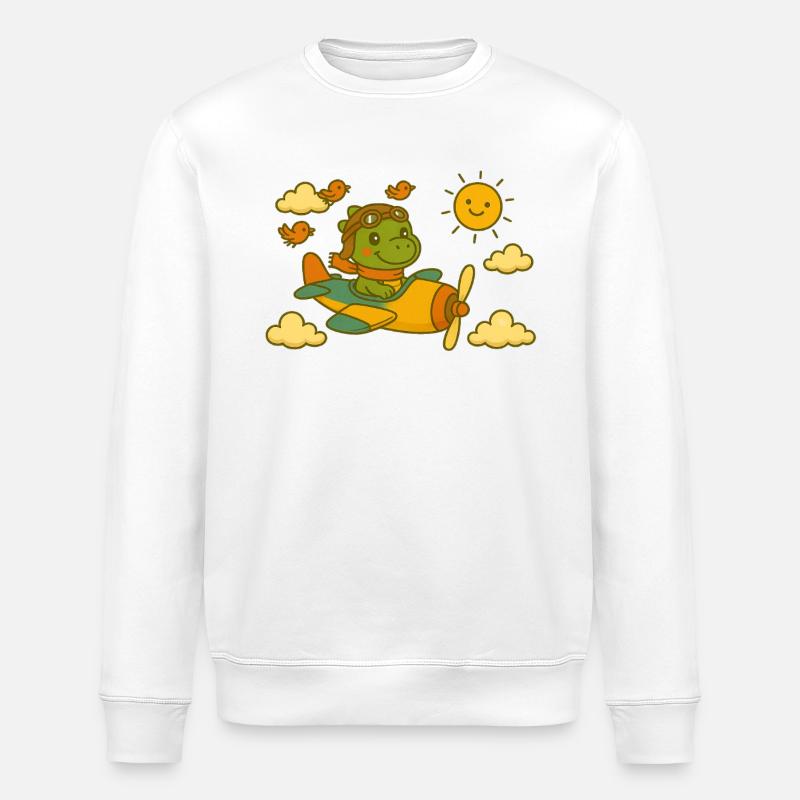 ☀️ Dino Doni au-dessus des nuages ✈️ - Sweat bio ROLLER Stanley/Stella Unisexe - blanc