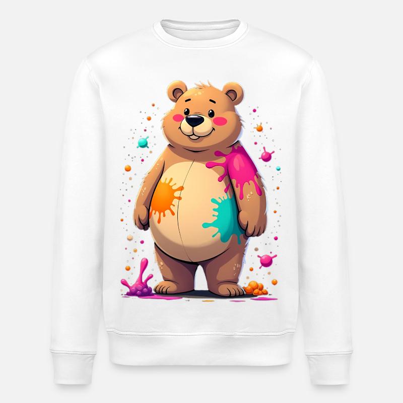 Kunterbunter Farbbär Kunst - Stanley/Stella Unisex Bio-Sweatshirt ROLLER - Weiß