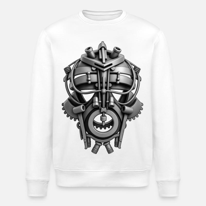 ROBOT MASK #1 - black & white - Sweat bio ROLLER Stanley/Stella Unisexe - blanc