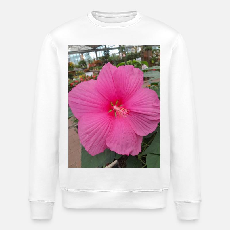 Hibiscus Rose Tropical Glow Textile - Stanley/Stella Unisex Bio-Sweatshirt ROLLER - Weiß