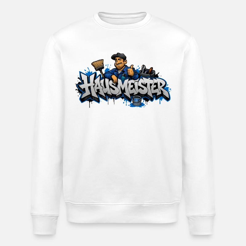 Haus Meister Graffiti Handwerker - Stanley/Stella Unisex Bio-Sweatshirt ROLLER - Weiß