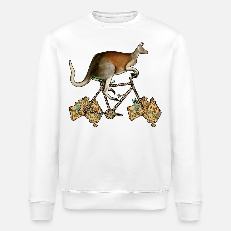 Känguru-Biker, australisches Känguru-Fahrrad - Stanley/Stella Unisex Bio-Sweatshirt ROLLER - Weiß