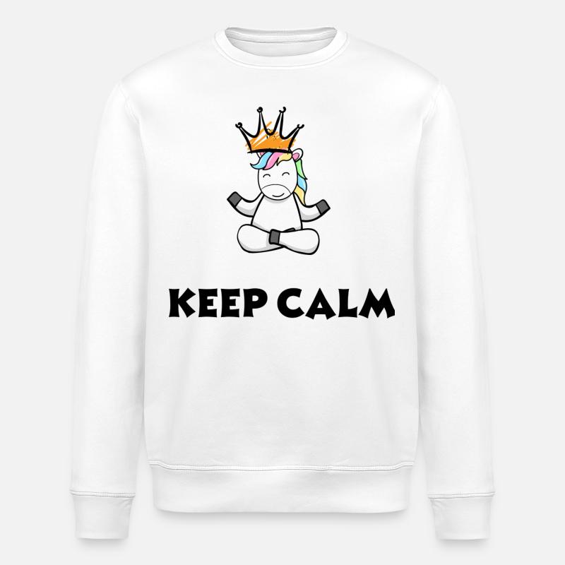 keep calm Einhorn - Stanley/Stella Unisex Bio-Sweatshirt ROLLER - Weiß