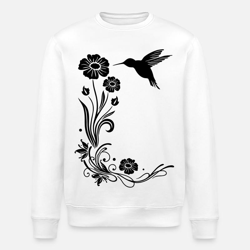Kolibri Blumen - Stanley/Stella Unisex Bio-Sweatshirt ROLLER - Weiß