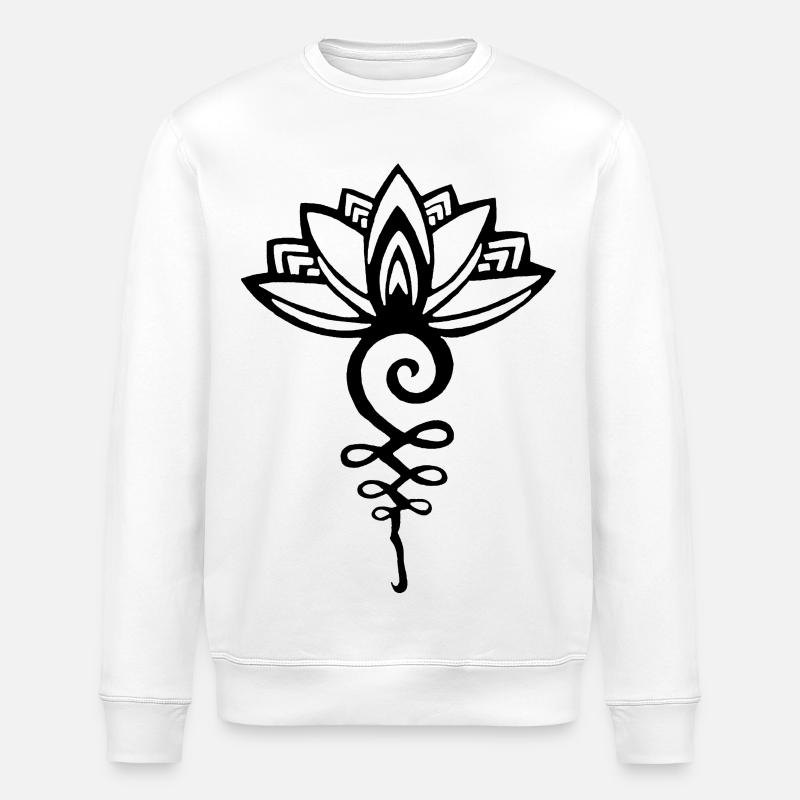 Lotus noir éternel - Sweat bio ROLLER Stanley/Stella Unisexe - blanc