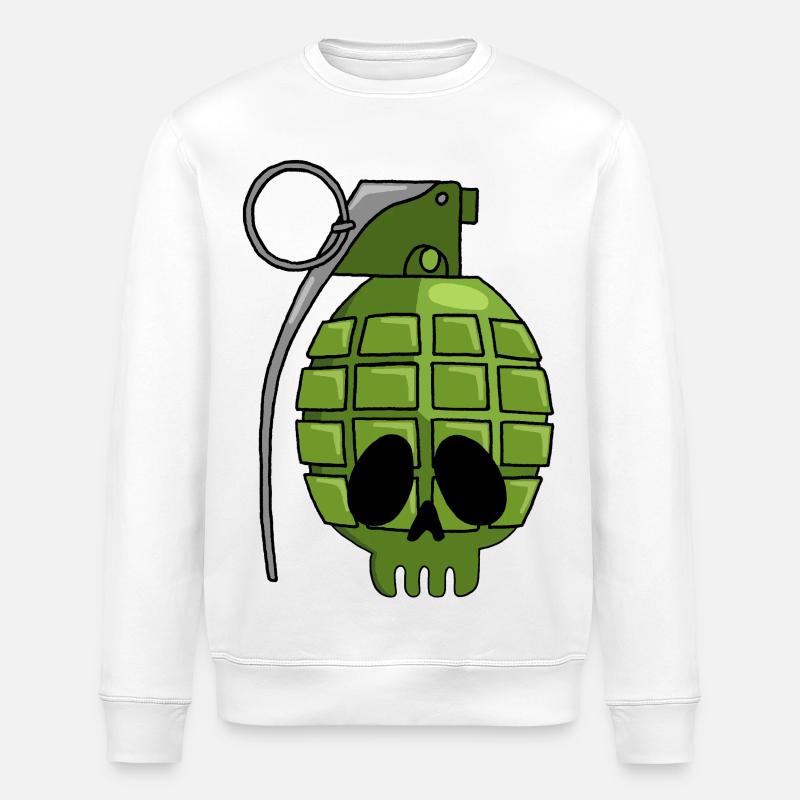Tête de mort grenade - Sweat bio ROLLER Stanley/Stella Unisexe - blanc
