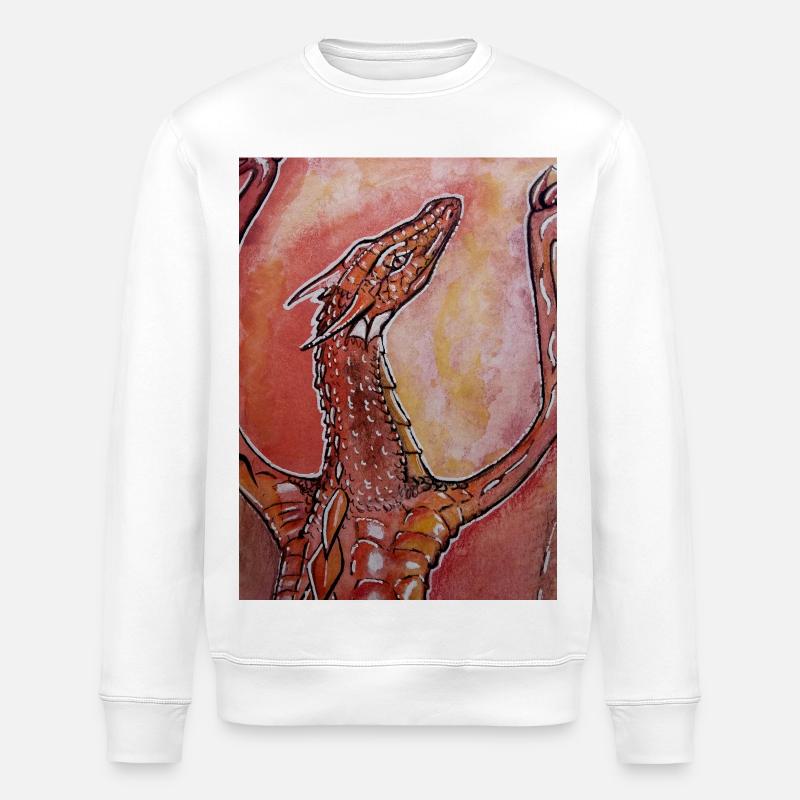 Roter Drache handgemalt  - Stanley/Stella Unisex Bio-Sweatshirt ROLLER - Weiß