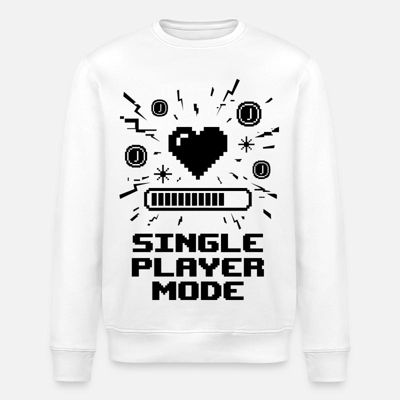 Single Player Mode Gamer Herz - Stanley/Stella Unisex Bio-Sweatshirt ROLLER - Weiß