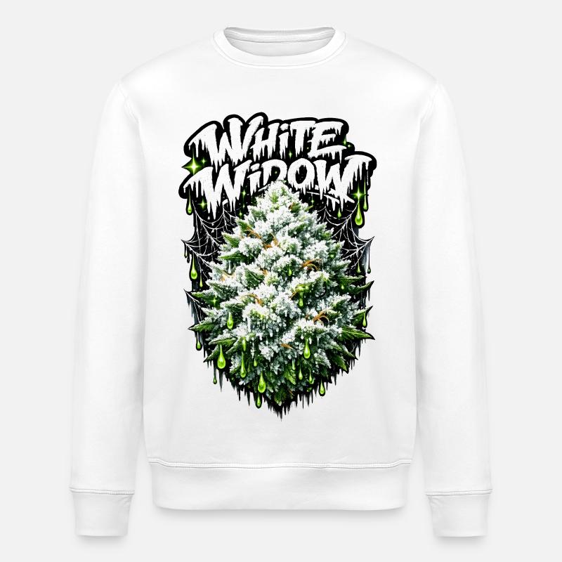 White Widow Cannabis Graffiti Print - Stanley/Stella ROLLER Unisex Organic Sweatshirt - white
