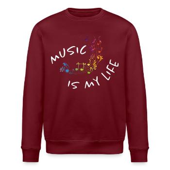 La musique est ma vie - partition aquarelle colorée - musique - Sweat bio ROLLER Stanley/Stella Unisexe - blanc - Devant - Nik (191cm)