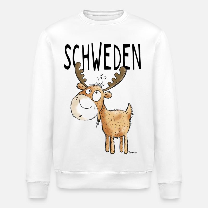 Elch aus Schweden - Elche - Hirsch - Geschenk - Stanley/Stella Unisex Bio-Sweatshirt ROLLER - Weiß