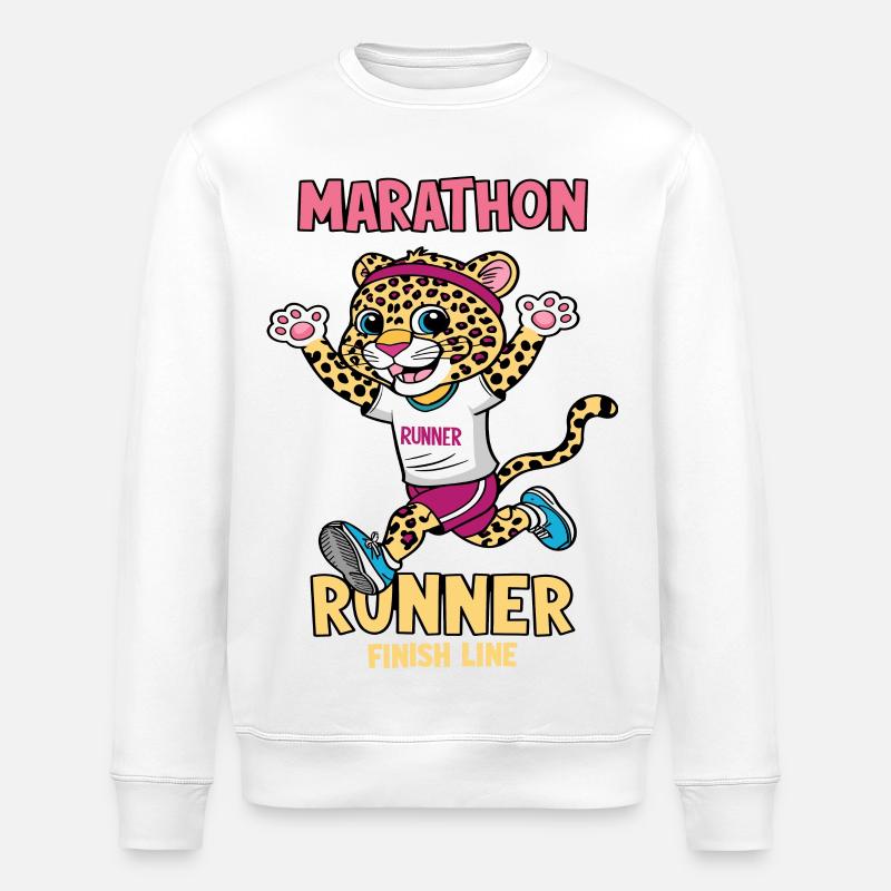 Leopard Marathon Runner - Stanley/Stella ROLLER Unisex Organic Sweatshirt - white