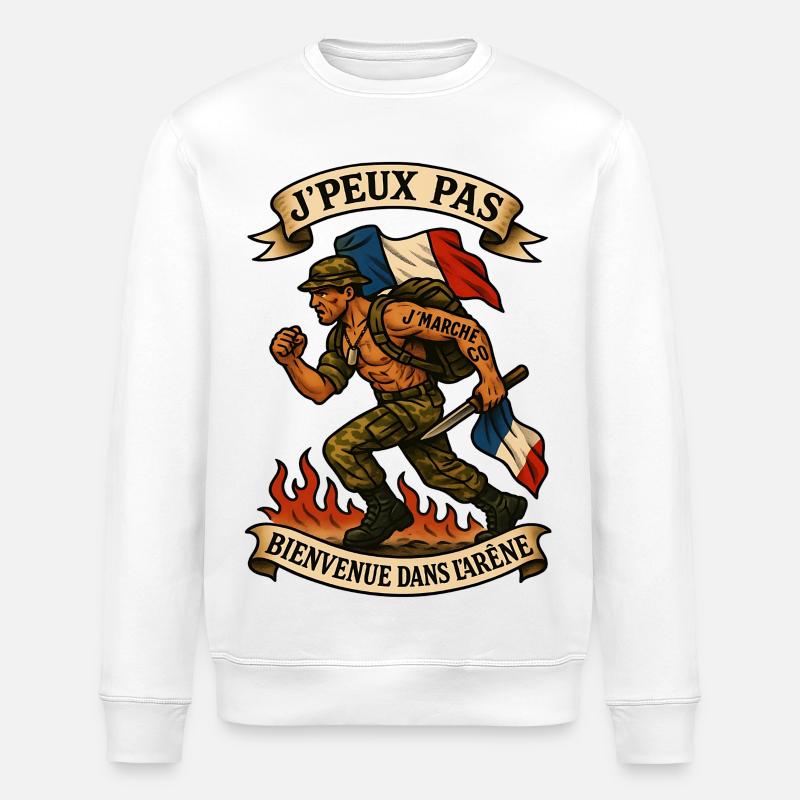J’peux pas j’marche co - Sweat bio ROLLER Stanley/Stella Unisexe - blanc