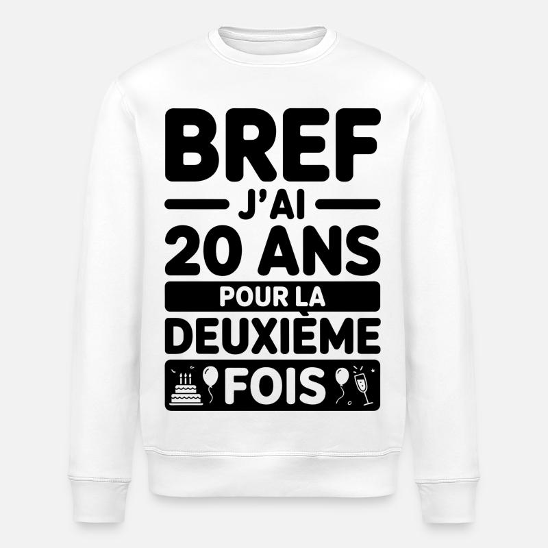 20 ans pour la deuxième fois - Sweat bio ROLLER Stanley/Stella Unisexe - blanc