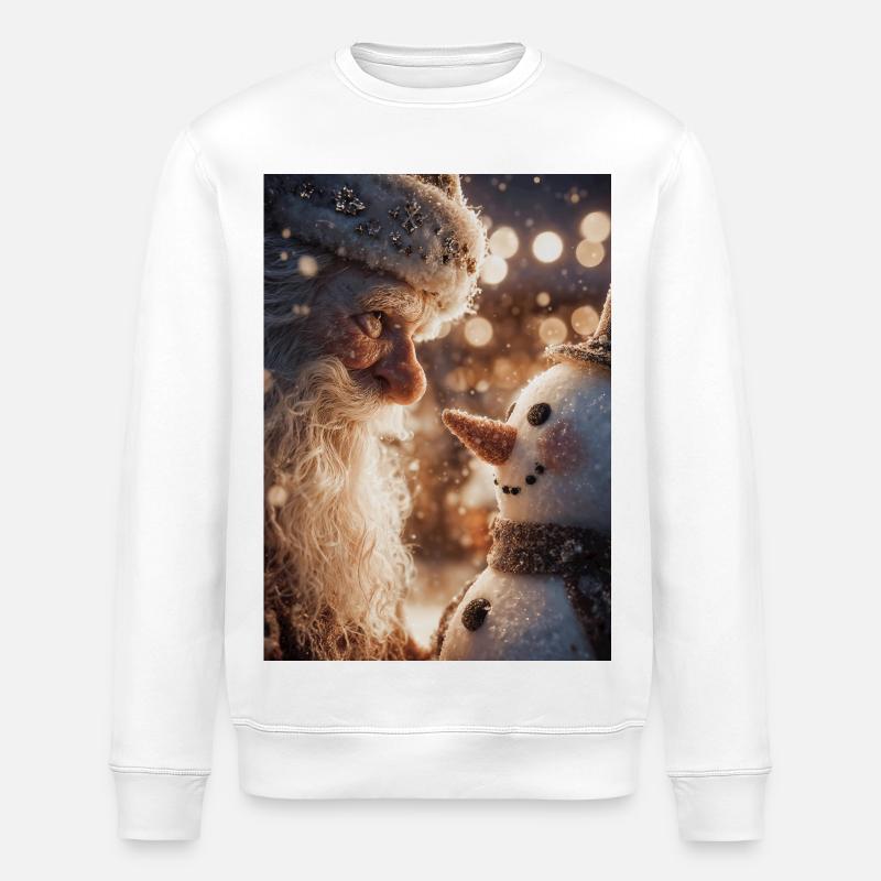 Snowbound Santa und Schneemann - Stanley/Stella Unisex Bio-Sweatshirt ROLLER - Weiß