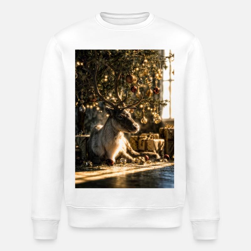 Renne sous les lumières de Noël - Sweat bio ROLLER Stanley/Stella Unisexe - blanc