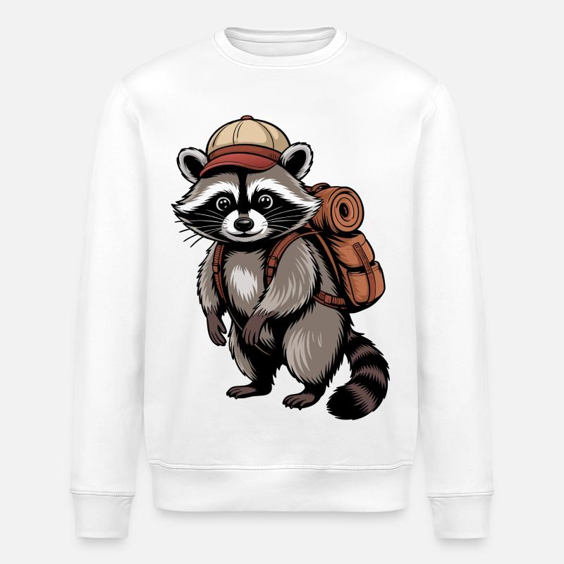 Waschbär Trekking-Design - Stanley/Stella Unisex Bio-Sweatshirt ROLLER - Weiß