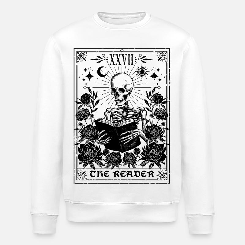 The Skeleton Reader Mystical Tarot  - Stanley/Stella ROLLER Unisex Organic Sweatshirt - white
