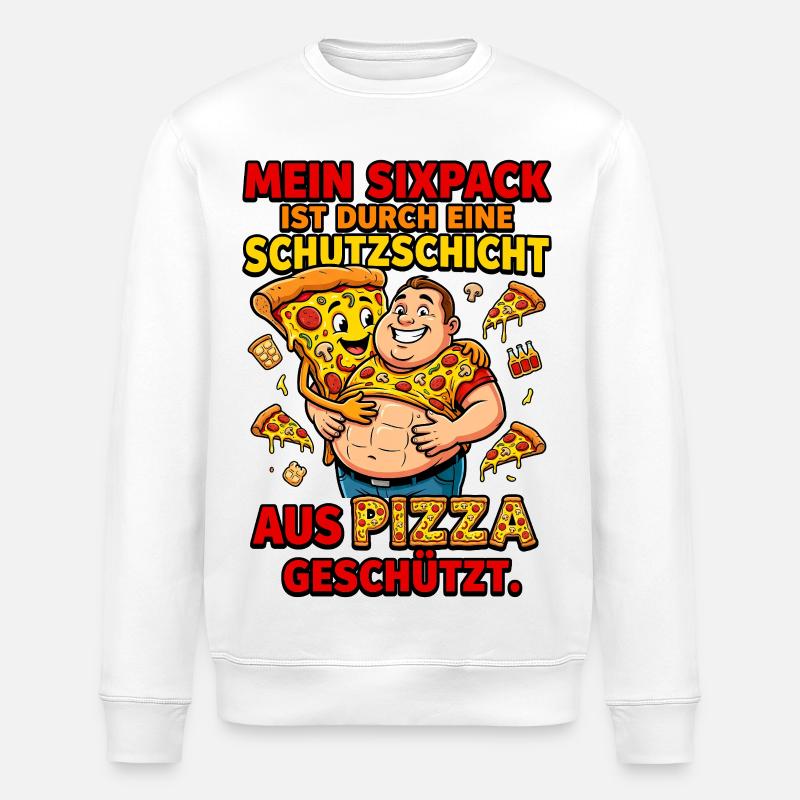 Pizza Sixpack Protective Layer Meme - Stanley/Stella ROLLER Unisex Organic Sweatshirt - white