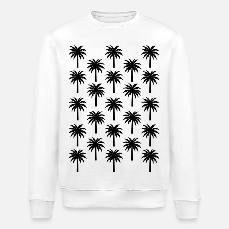 Palm Tree Pattern Black Palm Tree - Stanley/Stella ROLLER Unisex Organic Sweatshirt - white